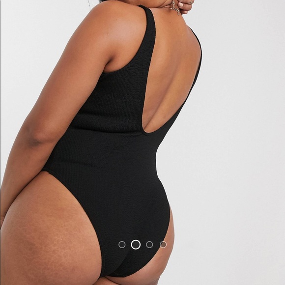 ASOS Curve crinkle notch black one piece - Picture 3 of 3